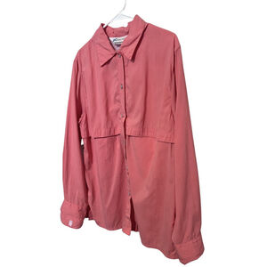 TravelSmith Shirt Women’s Large Peach Button Up Vented Hiking Fishing Pockets